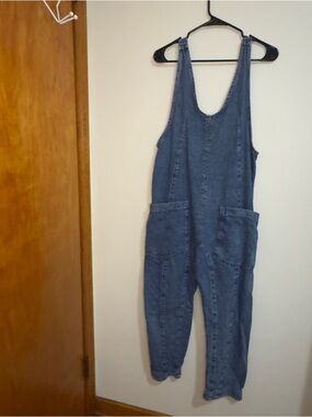 We The Free Blue Denim Hot Shot Onesie small Jumpsuits